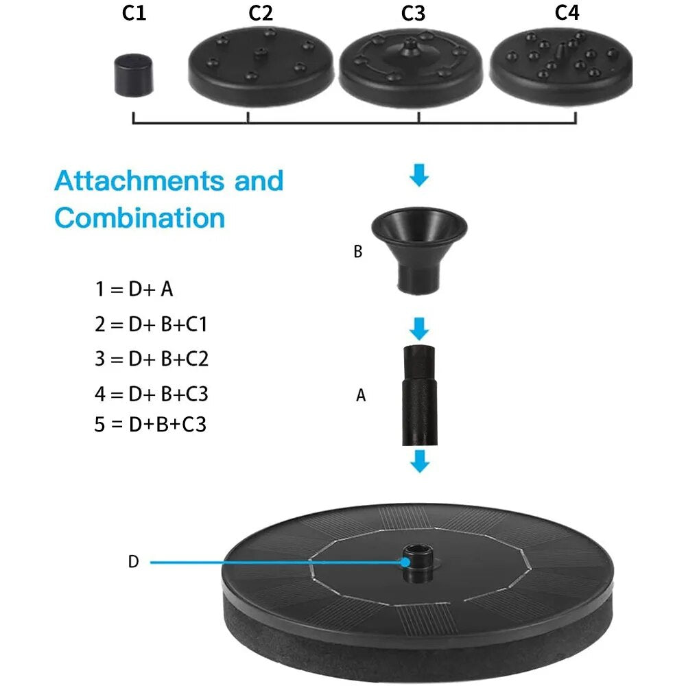 Mini Solar Water Fountain Pool Pond Waterfall birdbath