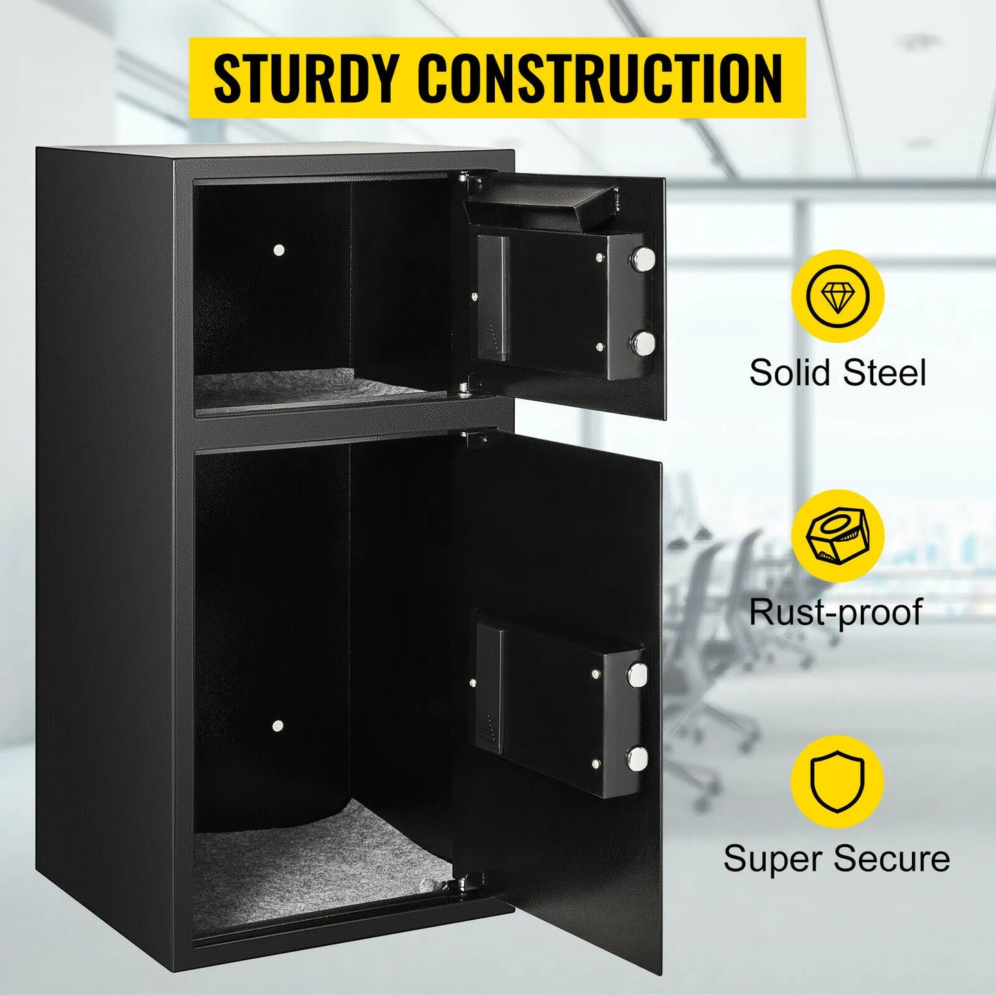 VEVOR 33" Double Door Safe Deposit Box Secret Hidden Piggy Bank