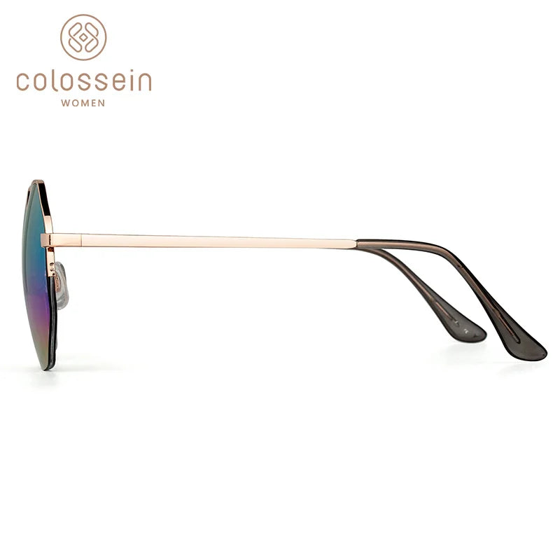 New Fashion Women Round Metal Mix Lens Reflective Gradient Sun Glasses