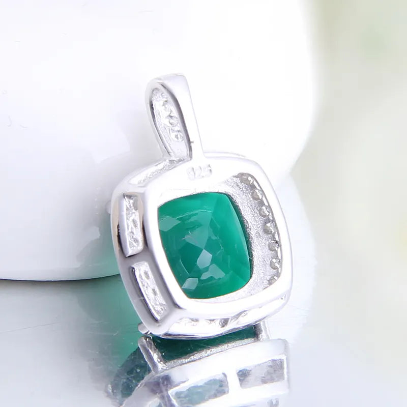 Natural Green Agate 100% Real 925 sterling silver Necklace