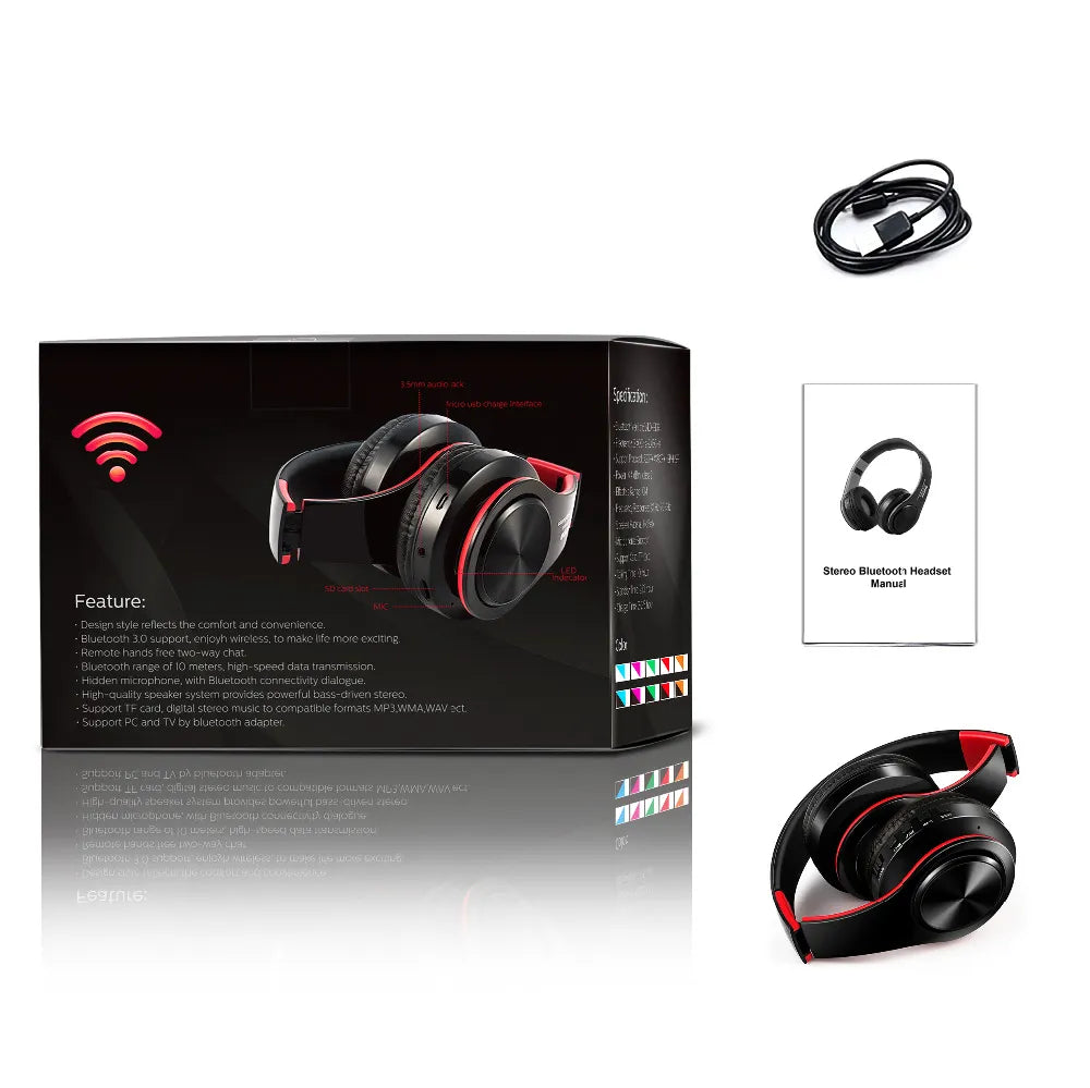 HIFI Stereo Earphones Bluetooth Headphone Music fm  Headset