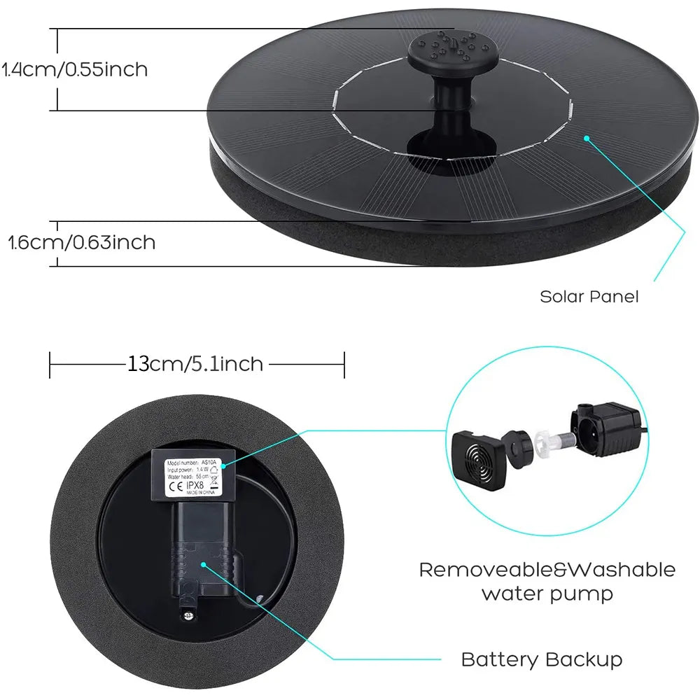 Mini Solar Water Fountain Pool Pond Waterfall birdbath