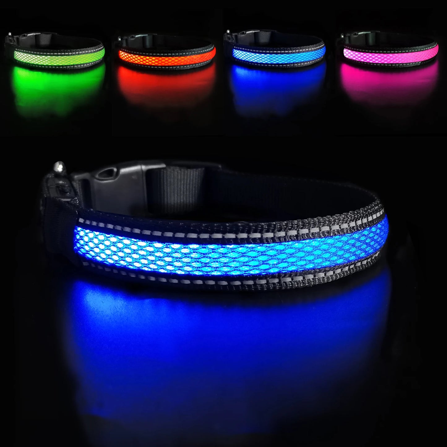 Nylon Flash Night Safety LED Glow Waterproof Dog Harness