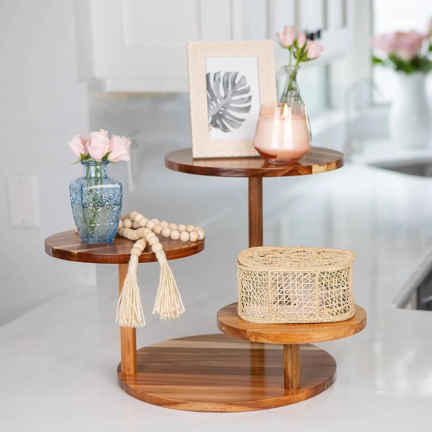 US Home Essential Three Tier Wooden Cupcake Stand for 50 Cupcakes