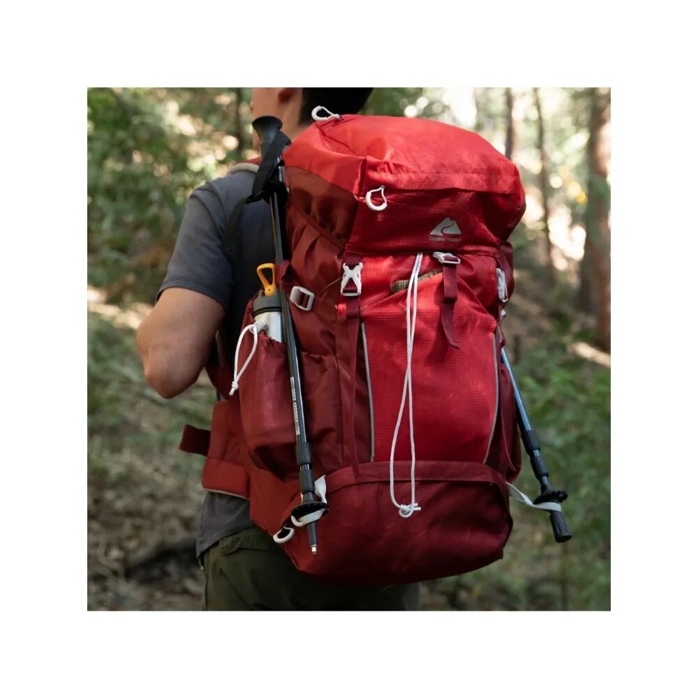 Hydration Compatible, Hiking, Camping, Travel Backpack, Red, Unisex