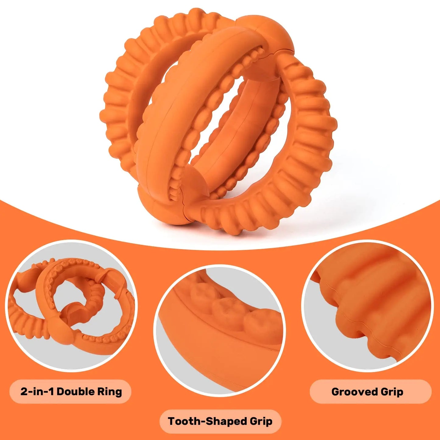 Interactive Dog Detachable Tug of War Toy with 2 Rings.