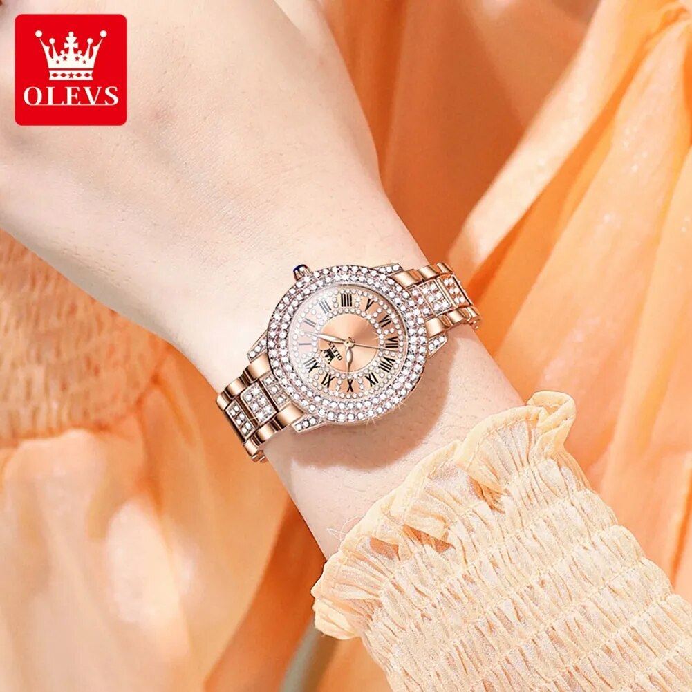 Women's Watch Quartz Luxury Diamond Stainless waterproof wristwatch