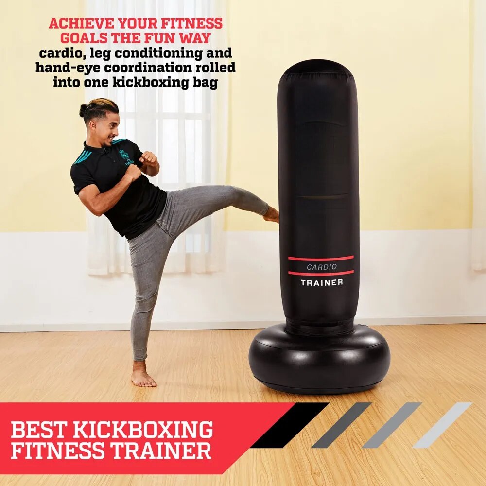 Tall Heavy Duty Inflatable Cardio Fitness Kickboxing Punching Bag,