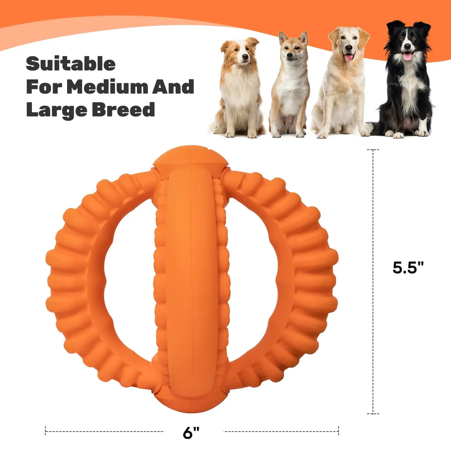 Interactive Dog Detachable Tug of War Toy with 2 Rings.