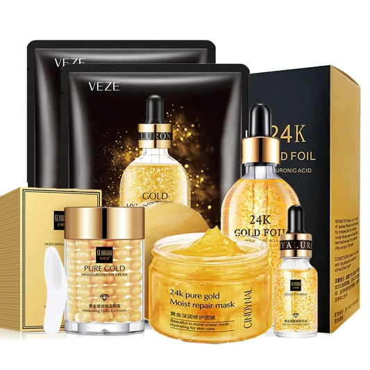 24k Gold Facial Skin Care Set Moisturizing Repair Sleep Mask Acne Facial products kit