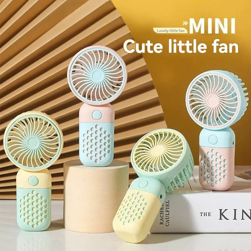 2024 New Handheld Small Cartoon Cute Charging Fan