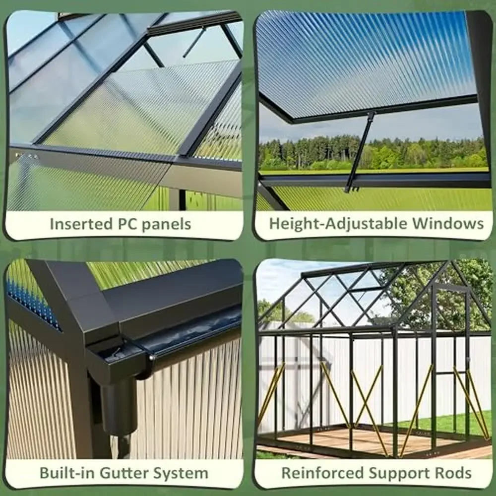 Large Walk-in Greenhouse with Quick Setup Aluminum Structure and Roof