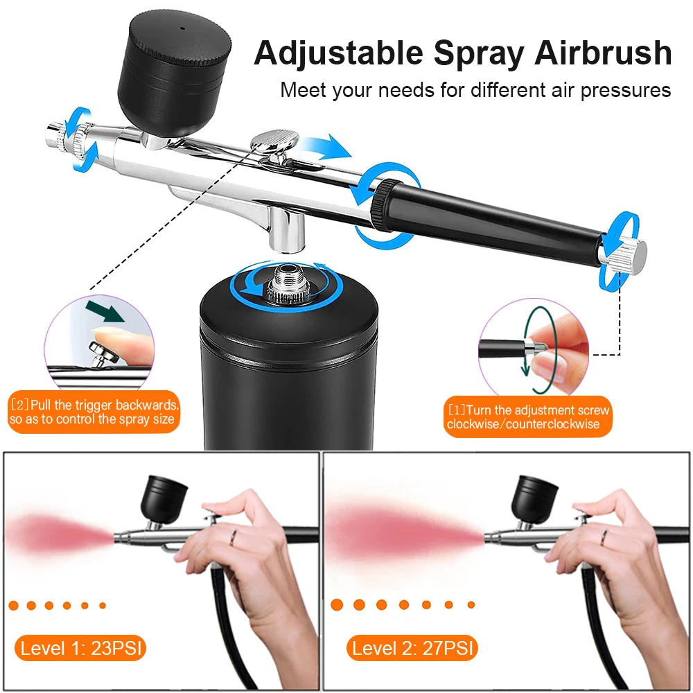 Airbrush Nails Art Painting Compressor Portable Paint Spray Gun