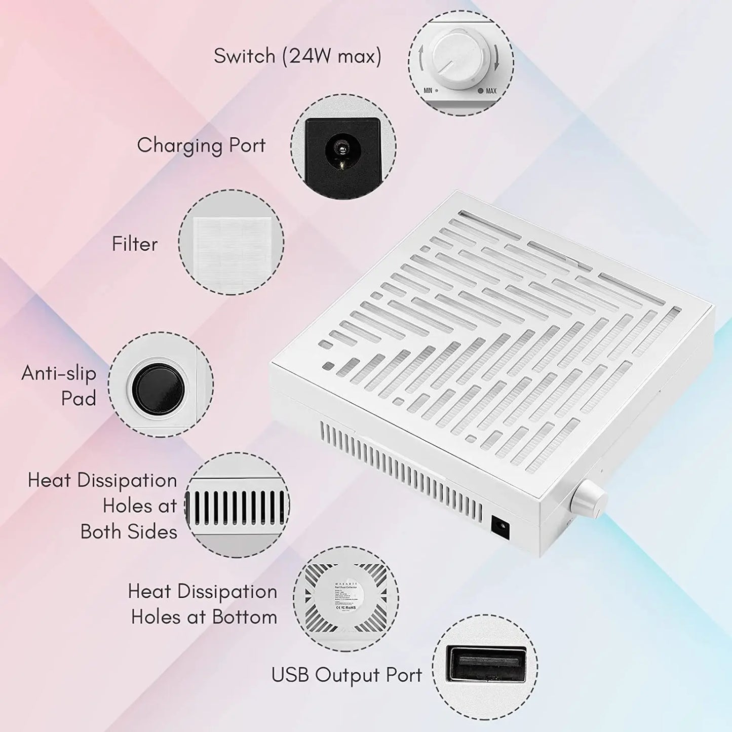 Makartt Rechargeable Nail Dust Collector Machine