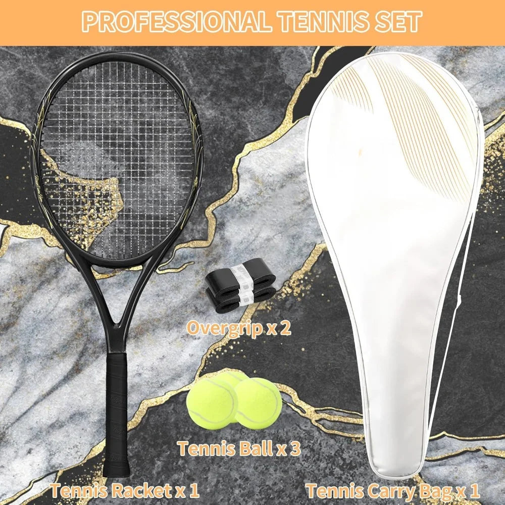 Super Value Set with Pre-Strung, Comfortable Handle Tennis Racket.