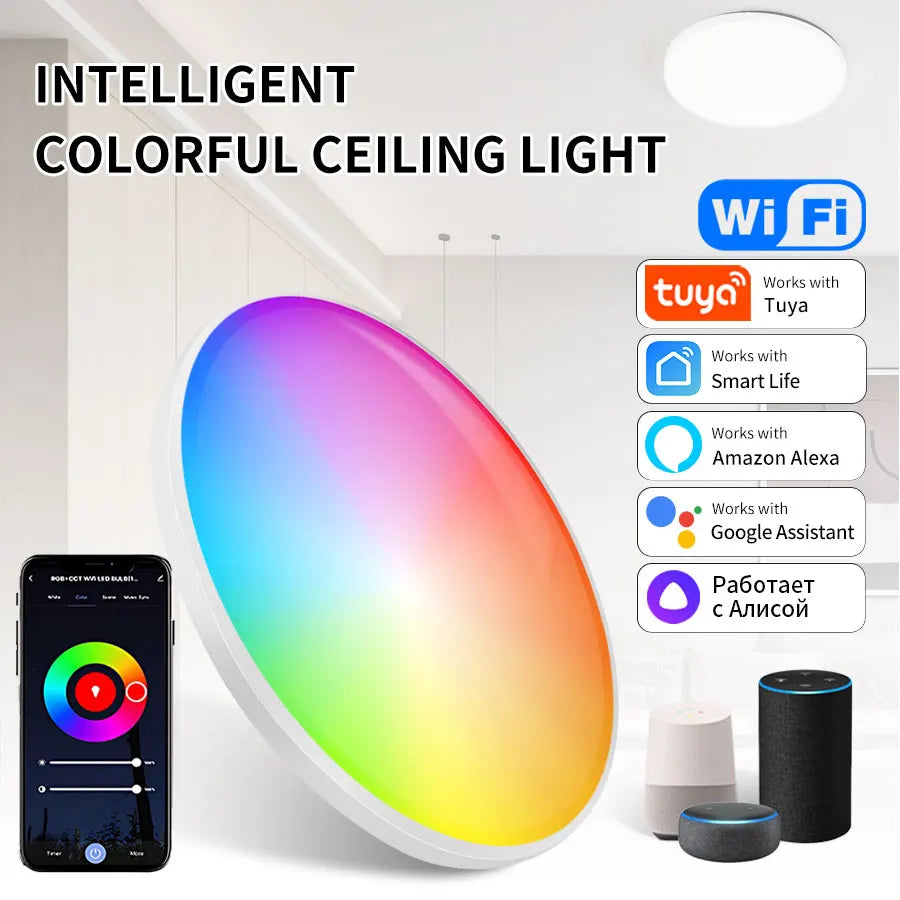 Bluetooth Smart Ceiling Light Voice Control Home Round Ceiling Chandelier