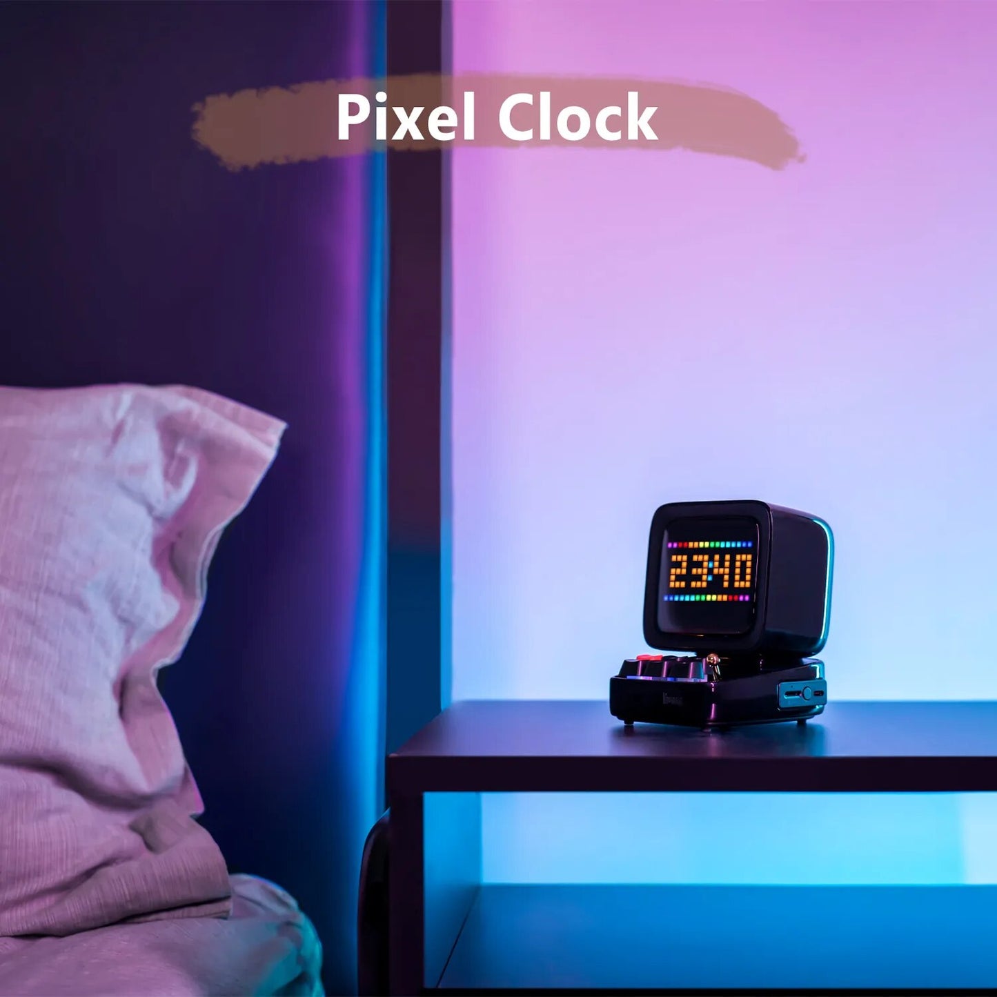 Retro Pixel Art Bluetooth Portable alarm clock Speaker