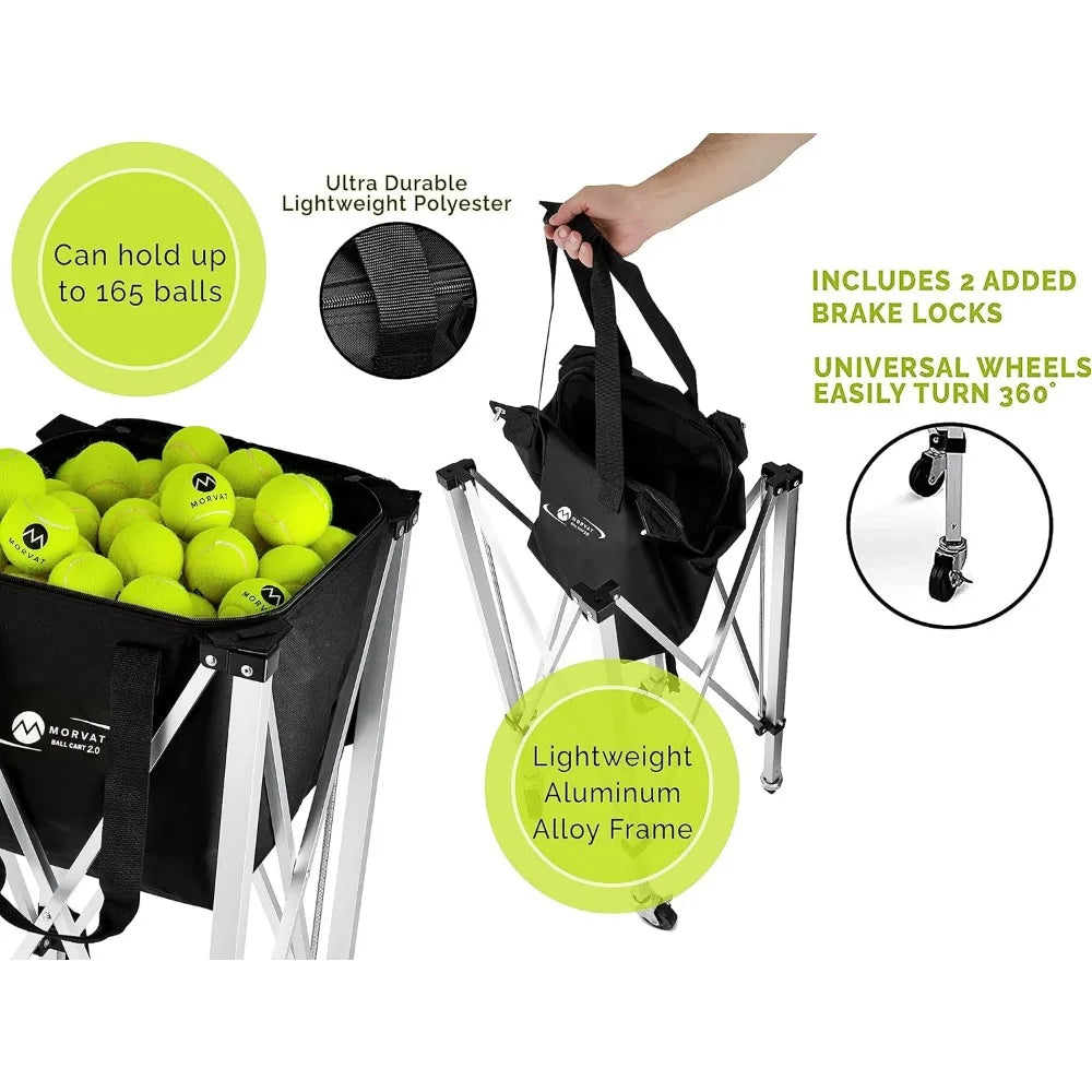 Heavy-Duty Pro Tennis Ball Cart 2.0, Holds 165 Tennis Balls-