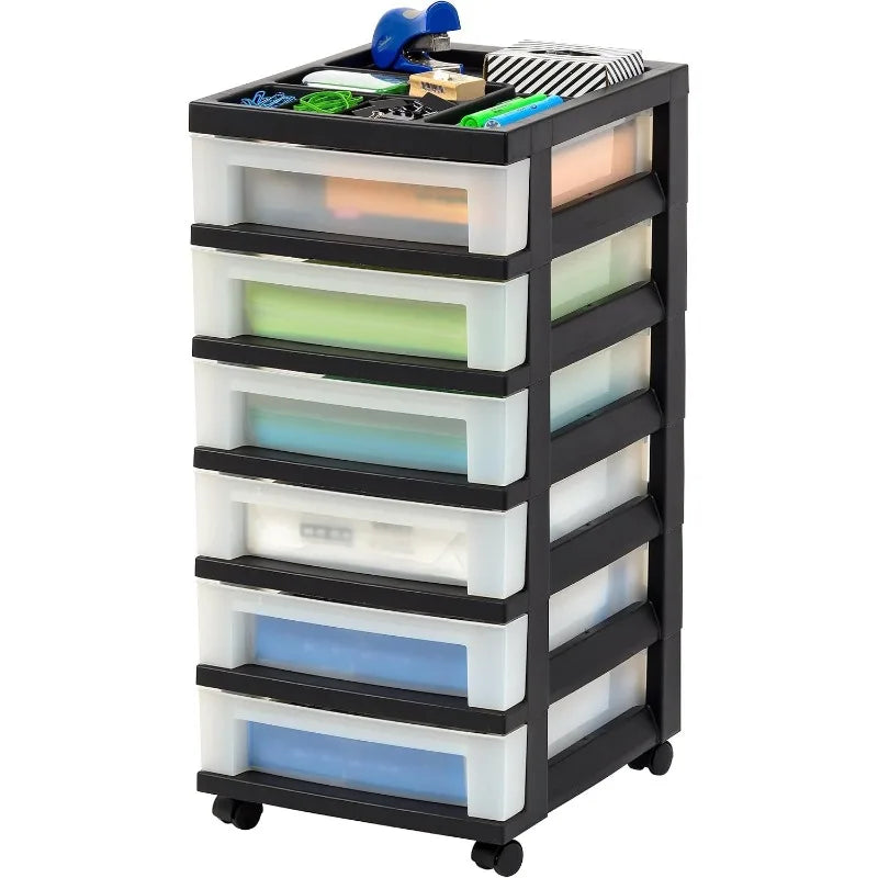 USA Plastic Drawer Storage Organizer Rolling Cart, with Wheels Casters