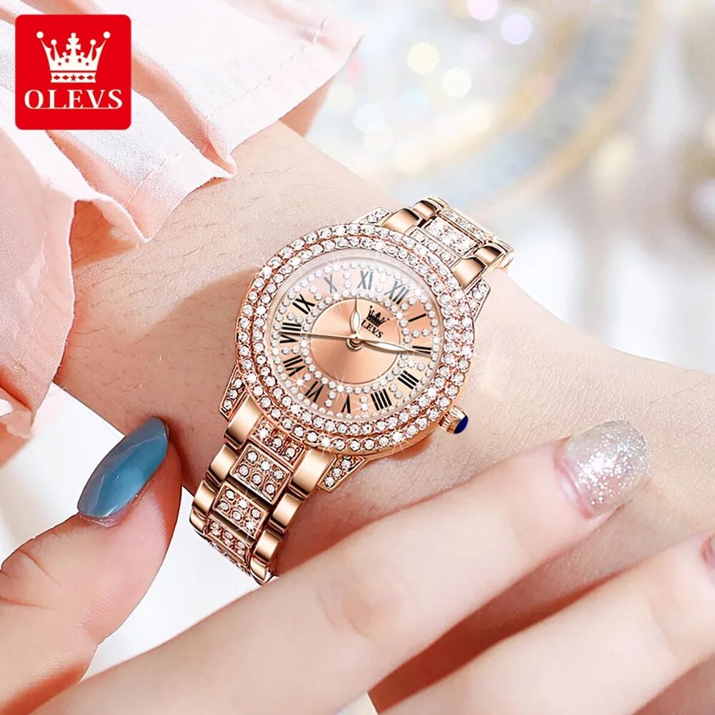 Women's Watch Quartz Luxury Diamond Stainless waterproof wristwatch