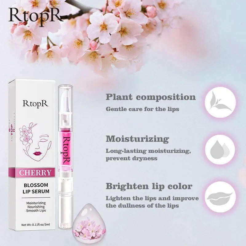 2pcs RtopR Sakura Lip Essence Anti-Dry Crack Exfoliating Repair