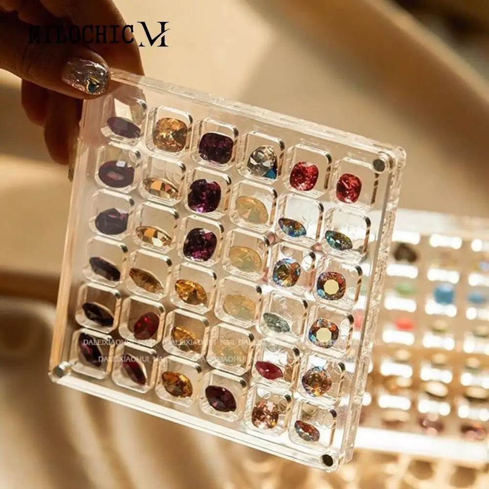 36/64/100 Grids Clear Acrylic Diamond Storage Box Organizer