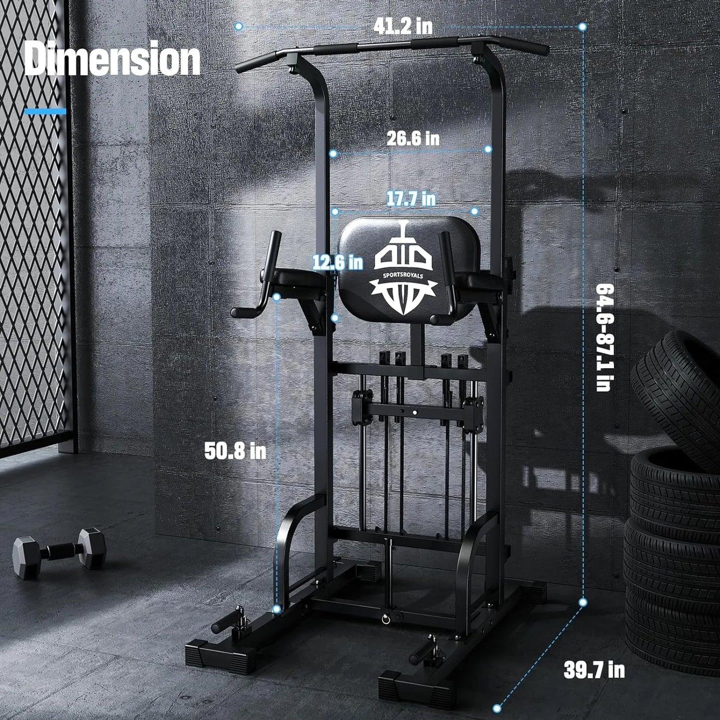 Power Tower Pull Up Dip Station, Multi-Function Home Gym