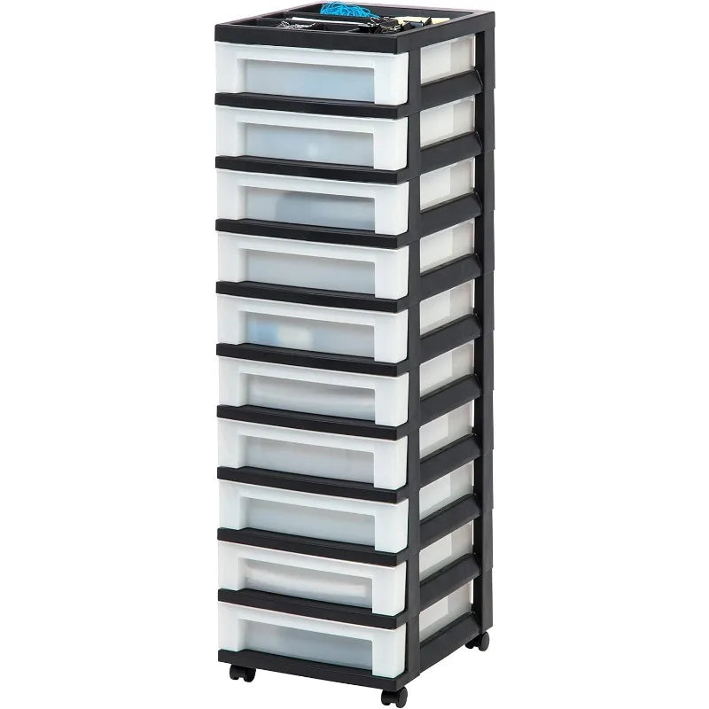 USA Plastic Drawer Storage Organizer Rolling Cart, with Wheels Casters