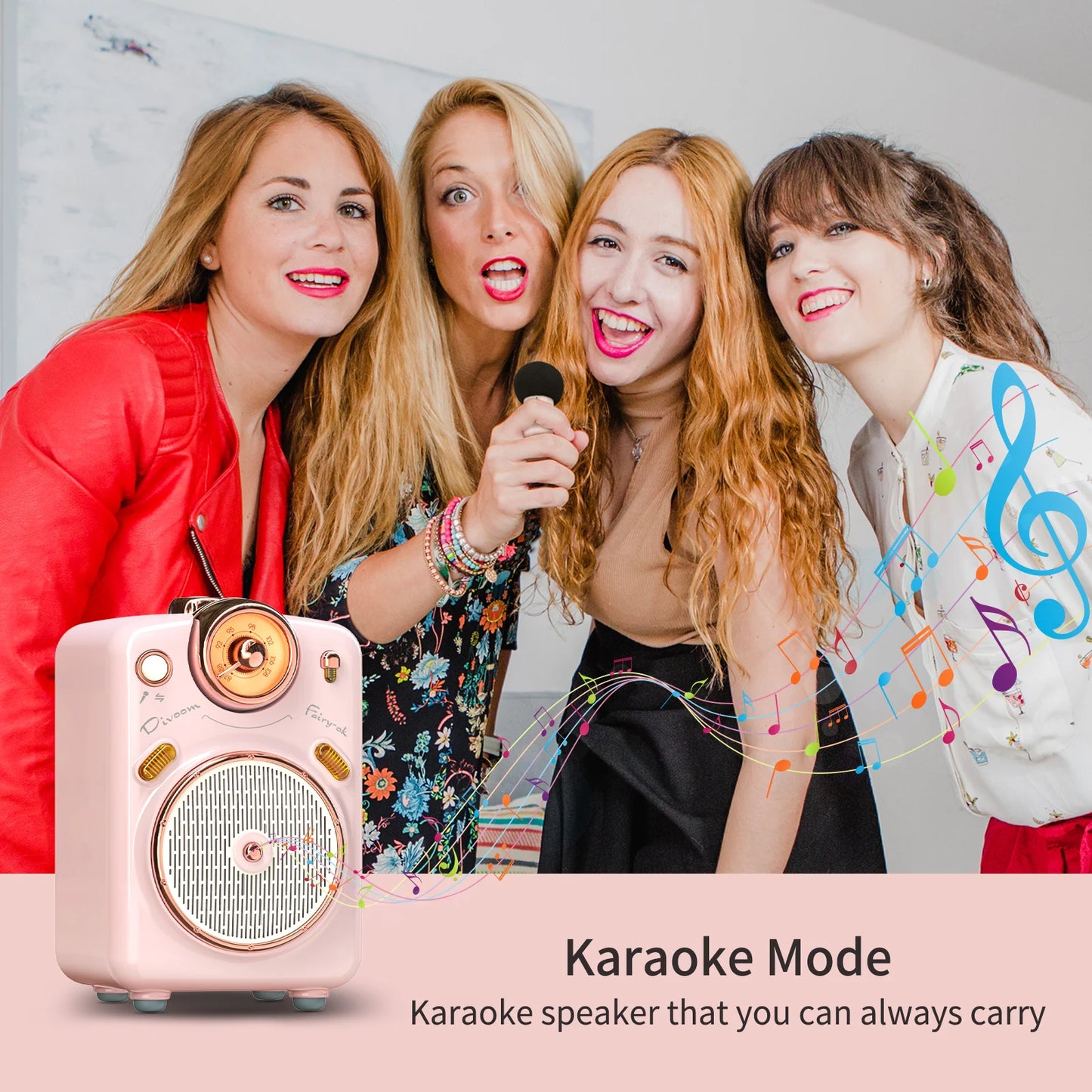 Fairy-OK Portable Bluetooth Speaker with Microphone Karaoke Function