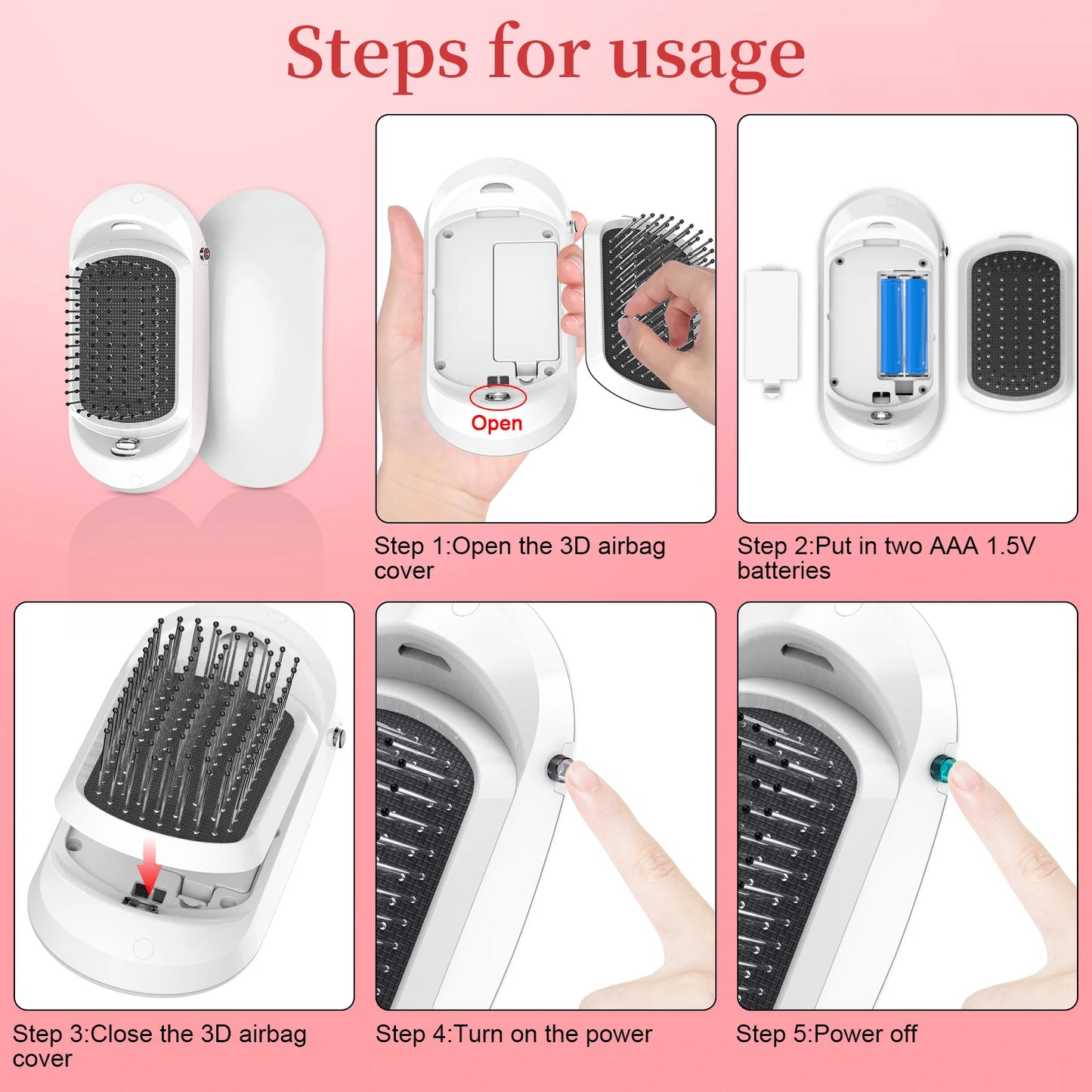 New Version Ionic Potable Massage Hairbrush.