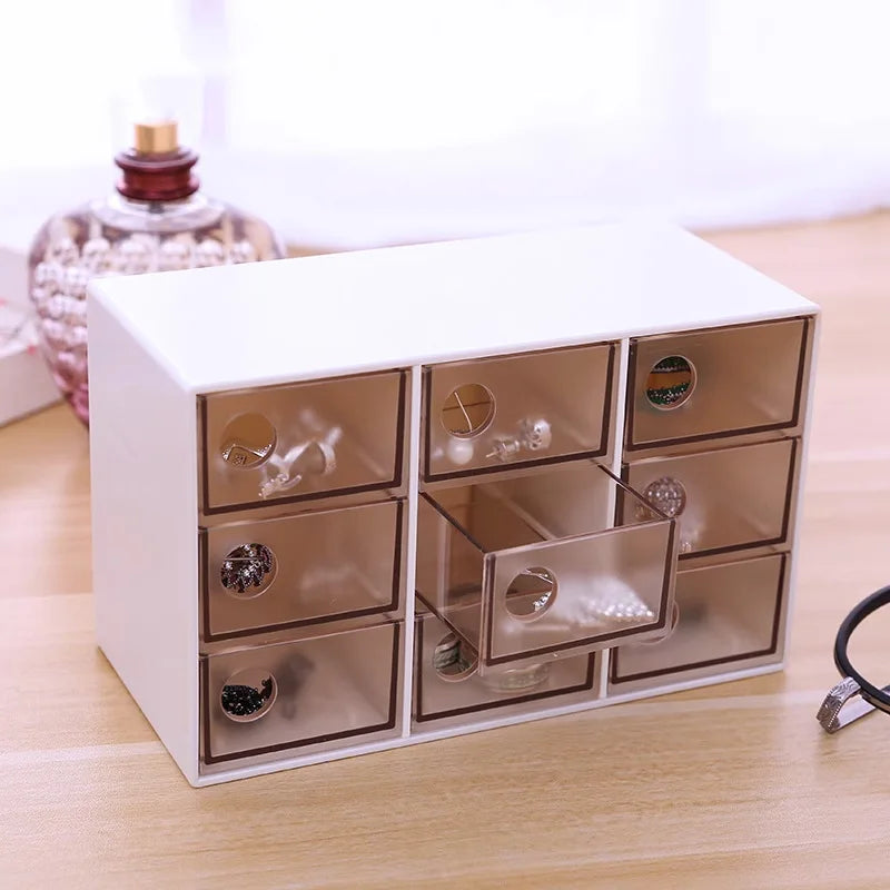 Three Layer Clear Drawer Earrings Rings Storage Jewelry Box.