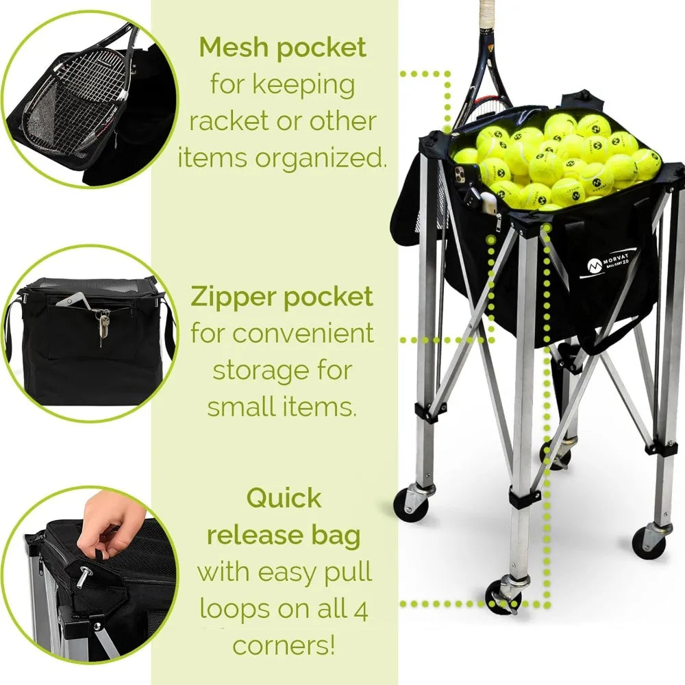 Heavy-Duty Pro Tennis Ball Cart 2.0, Holds 165 Tennis Balls-