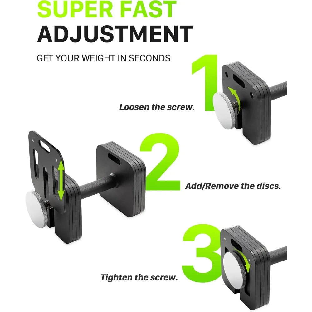 Adjustable Dumbbell Set, 10-80lb, 5lb Increments, For Gym