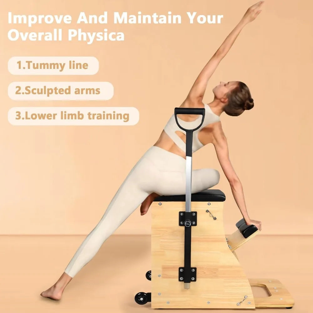 Pilates Reformer Machine Fitness Equipment Split-Pedal Stability Combo Chair