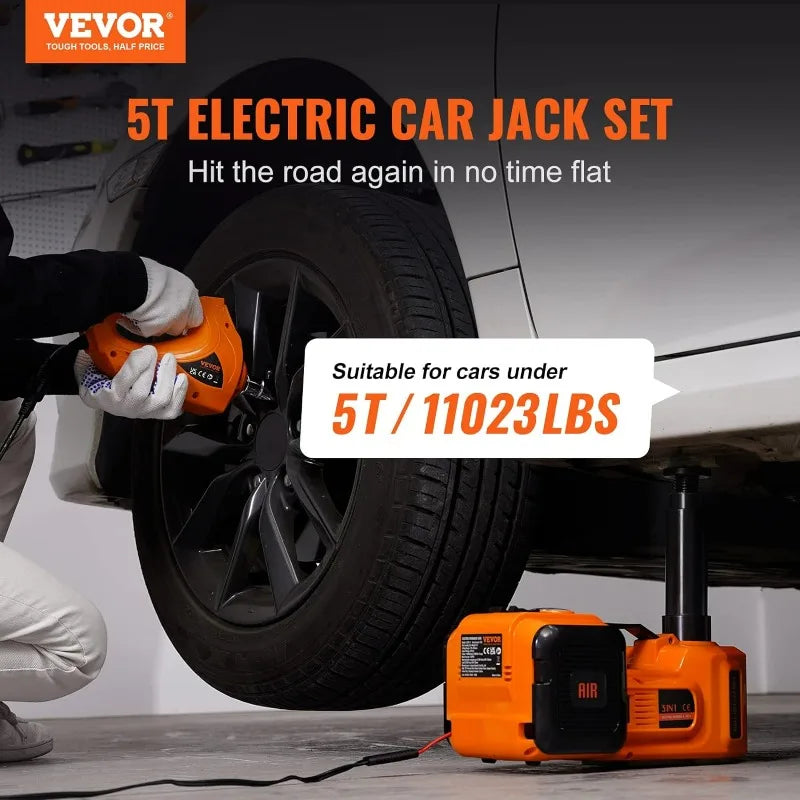 Electric Car Jack, 5 Ton/11023 LBS Hydraulic Jack Lift with Electric Impact Wrench