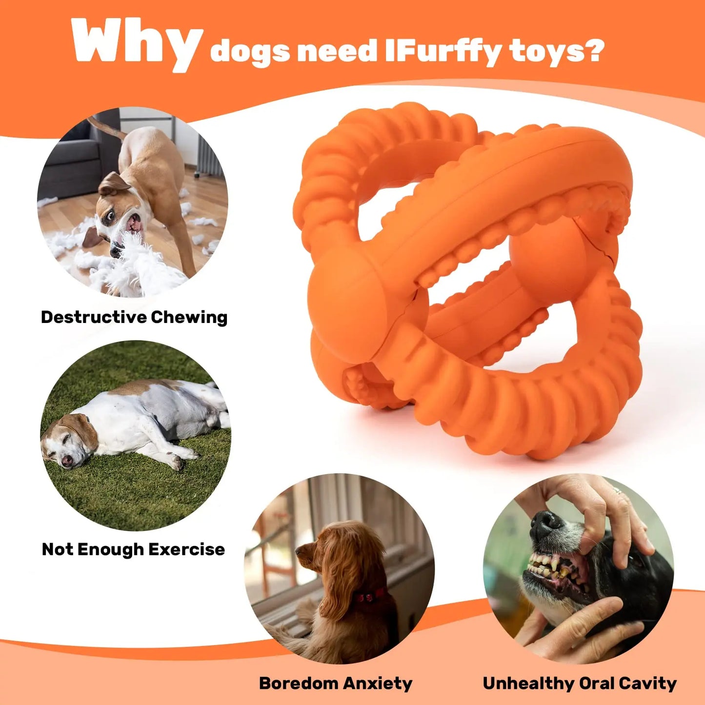 Interactive Dog Detachable Tug of War Toy with 2 Rings.