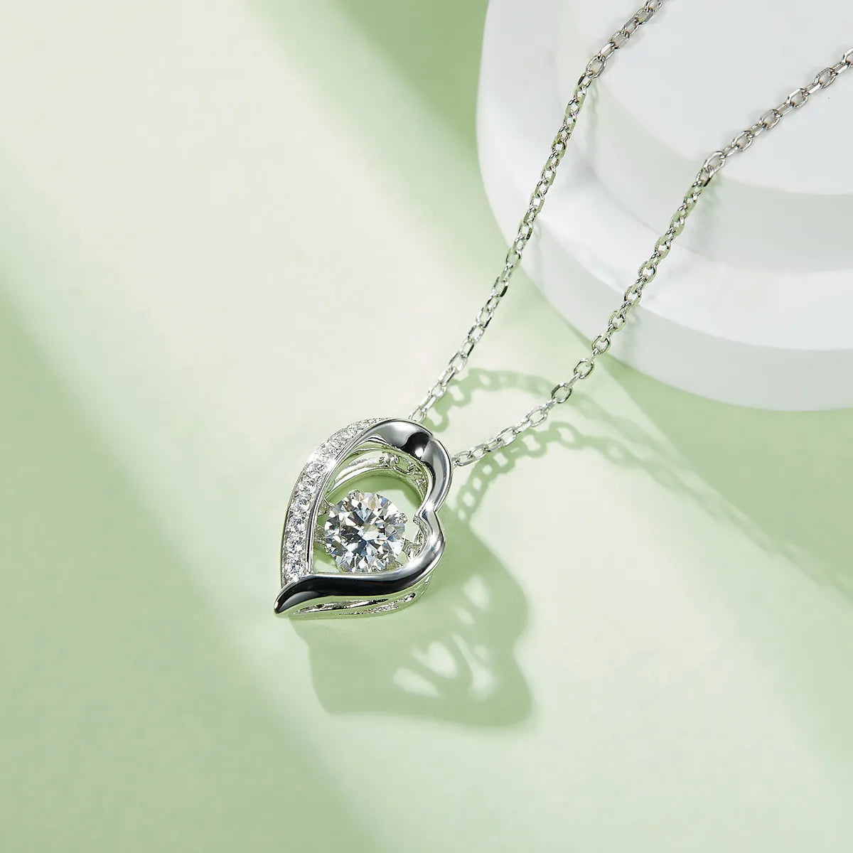 Sterling Silver 
Jewelry  Dancing Diamond  Heart Pendant Necklace