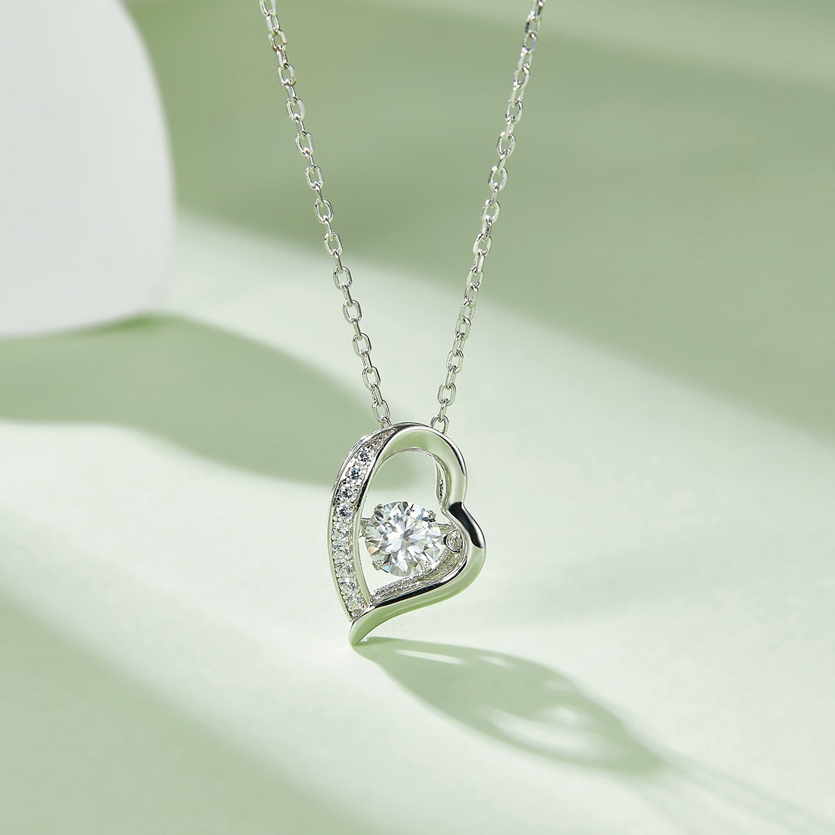 Sterling Silver 
Jewelry  Dancing Diamond  Heart Pendant Necklace