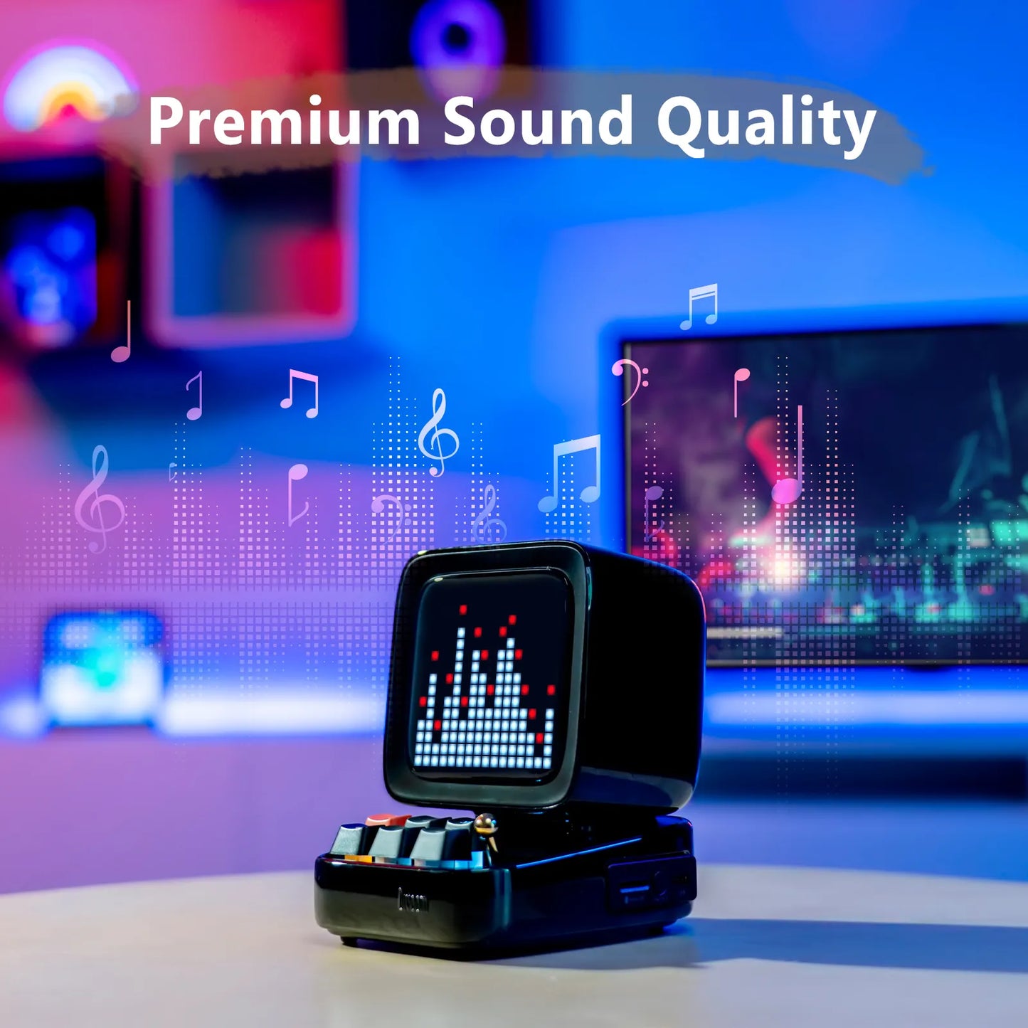 Retro Pixel Art Bluetooth Portable alarm clock Speaker