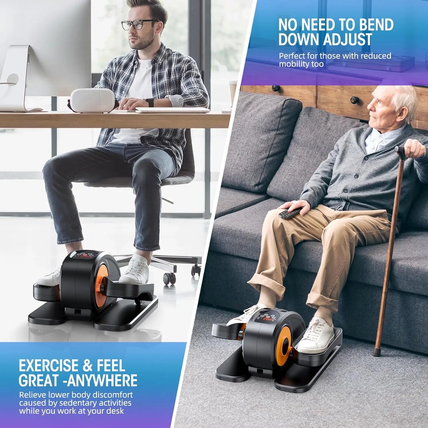 Under Desk Elliptical Machine, Ellipse Leg Exerciser for Seniors