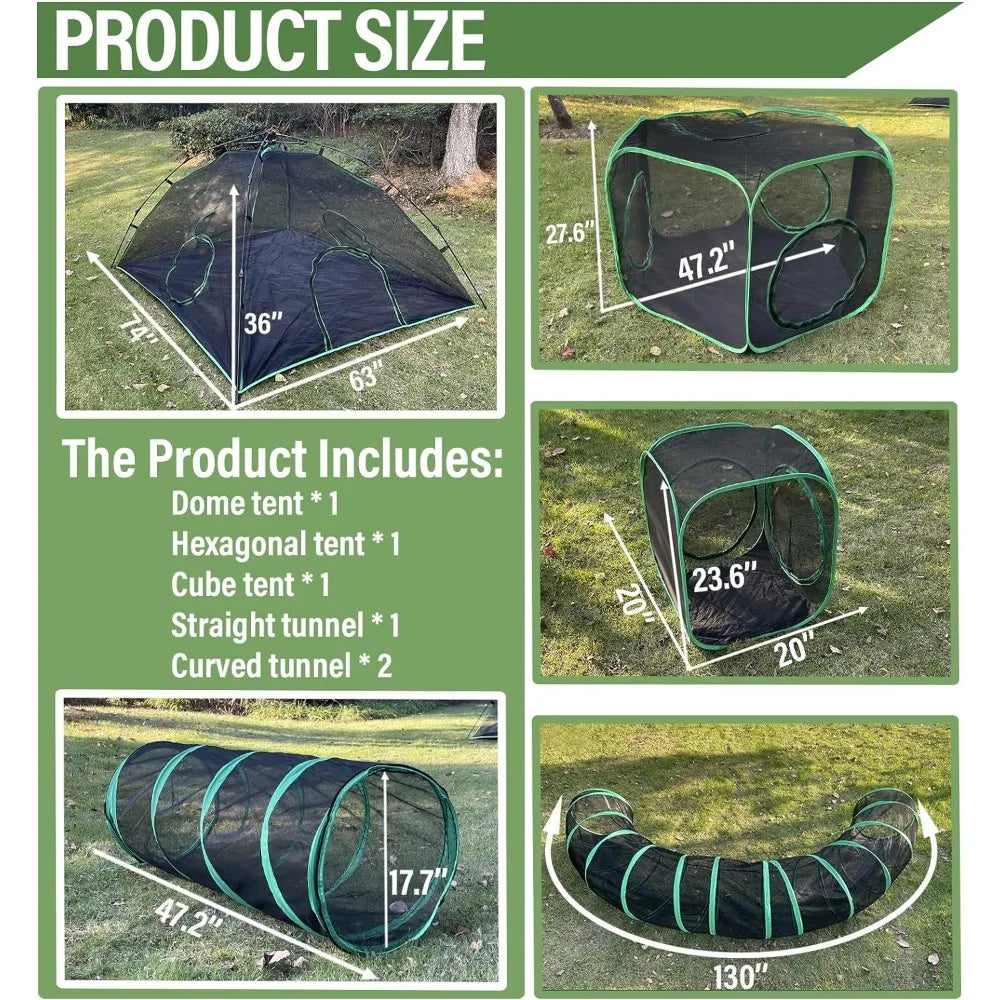 6-in-1 Outdoor Cat Play Tents and Tunnels