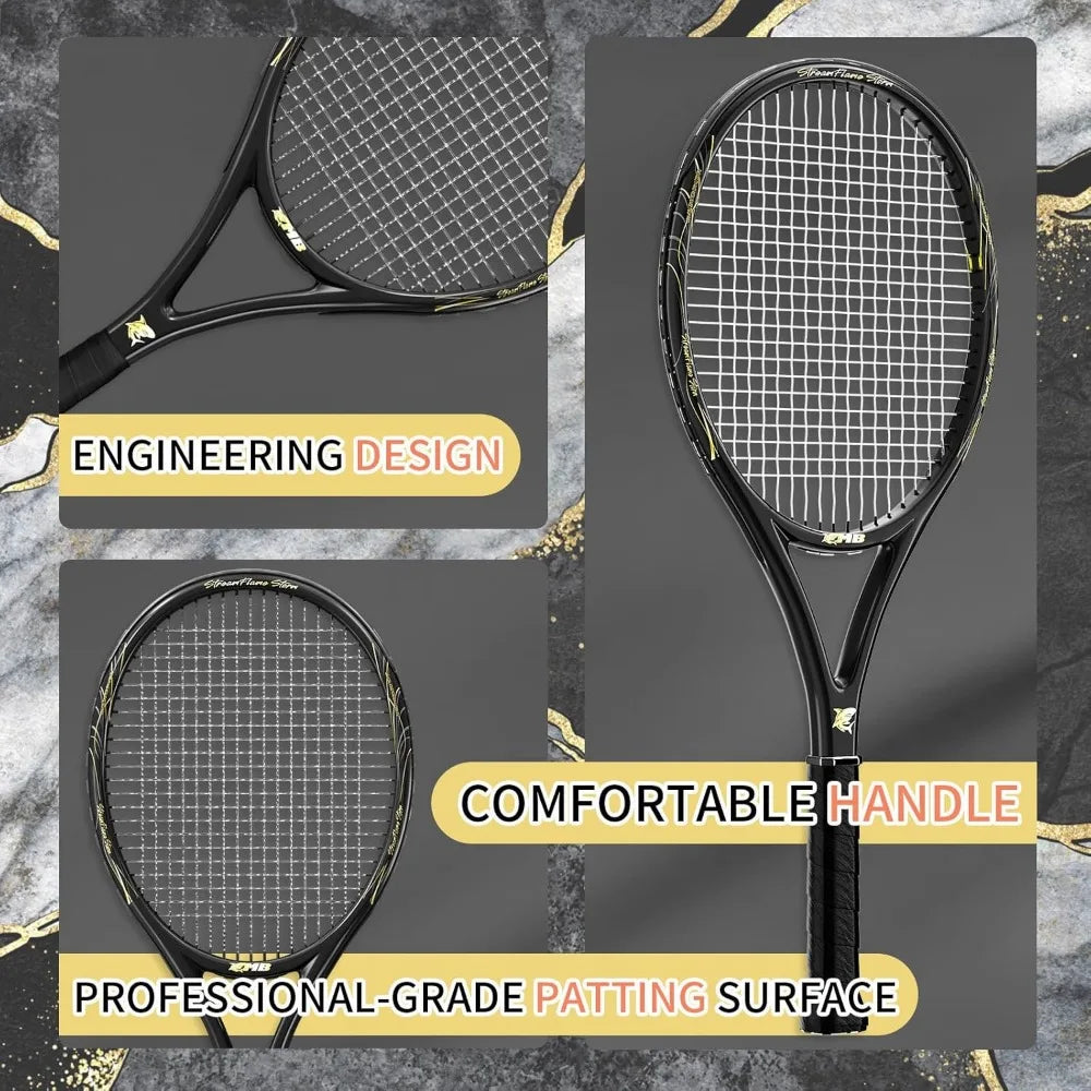 Super Value Set with Pre-Strung, Comfortable Handle Tennis Racket.