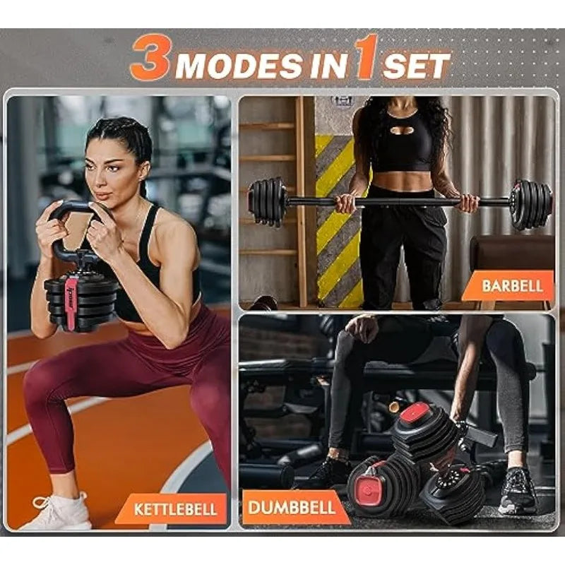 IPOW 3-in-1 Adjustable Dumbbell Multifunction free weight Set