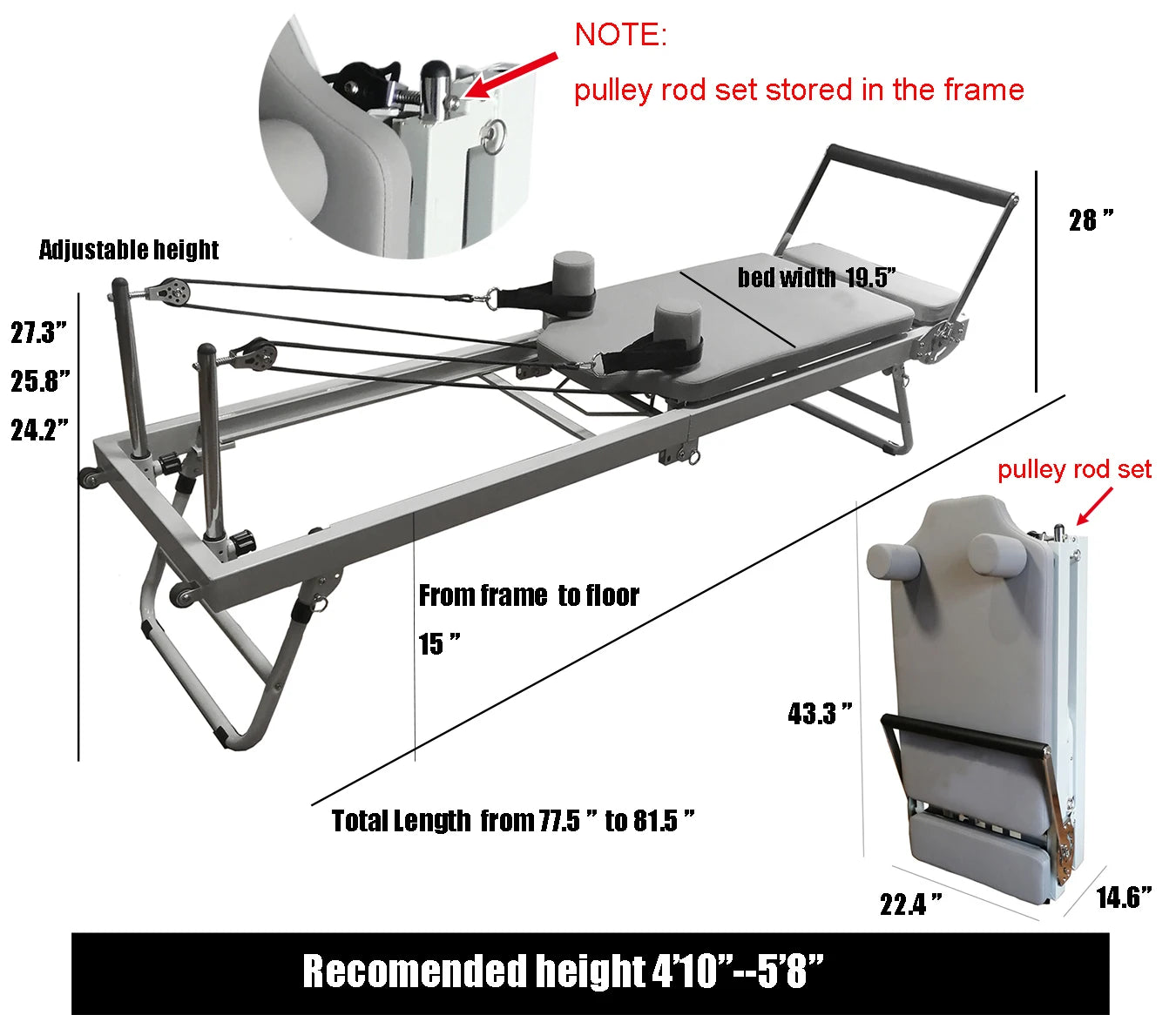 Pilates Reformer Fitness Equipment for Home