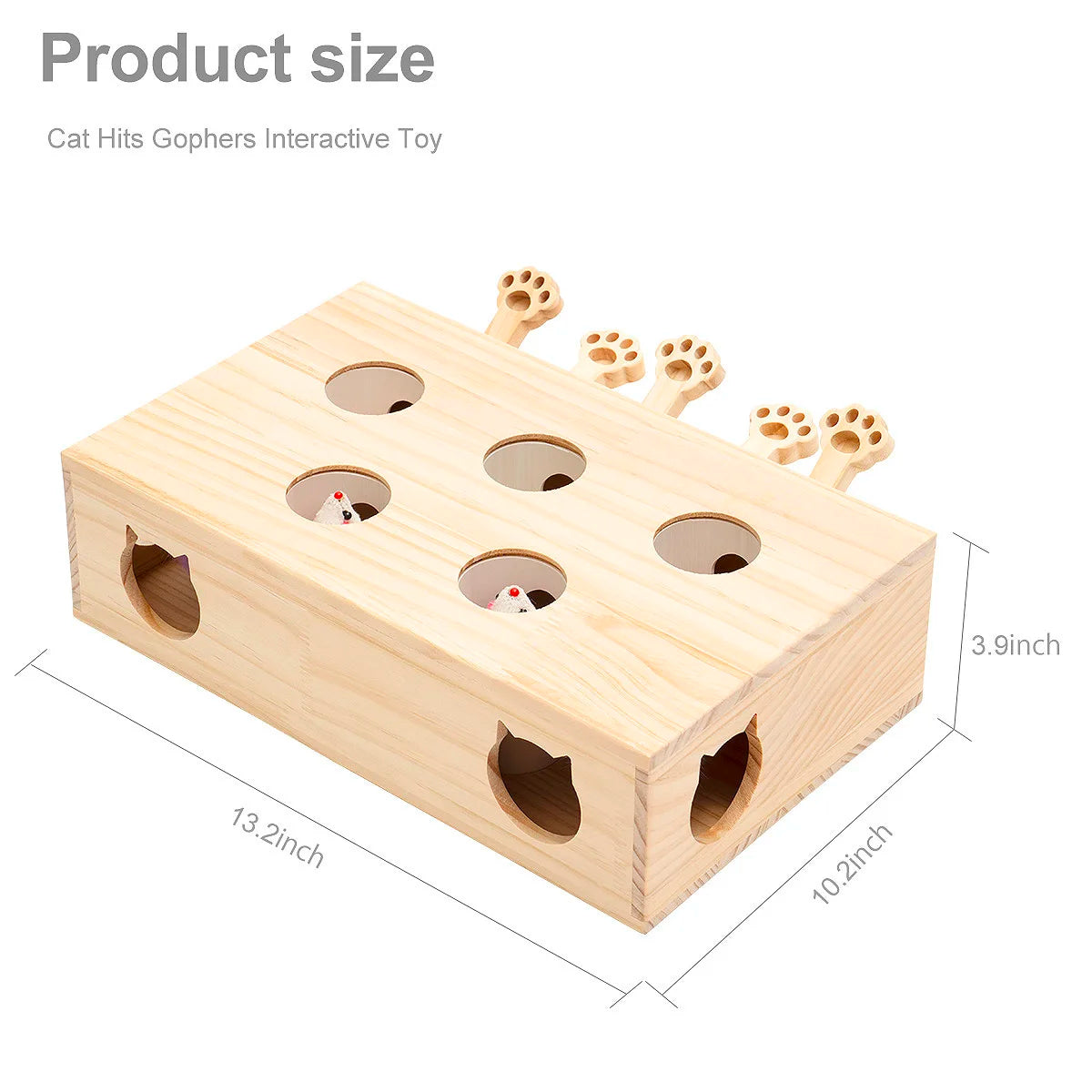 MewooFun Cat Toys Interactive Whack-a-mole Solid Wood Toys for Indoor Cats