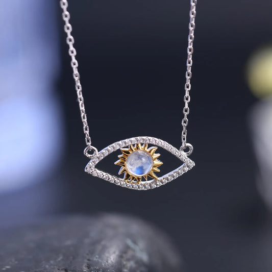 June Birthstone Sterling Silver Devil's Eye Pendant Necklace