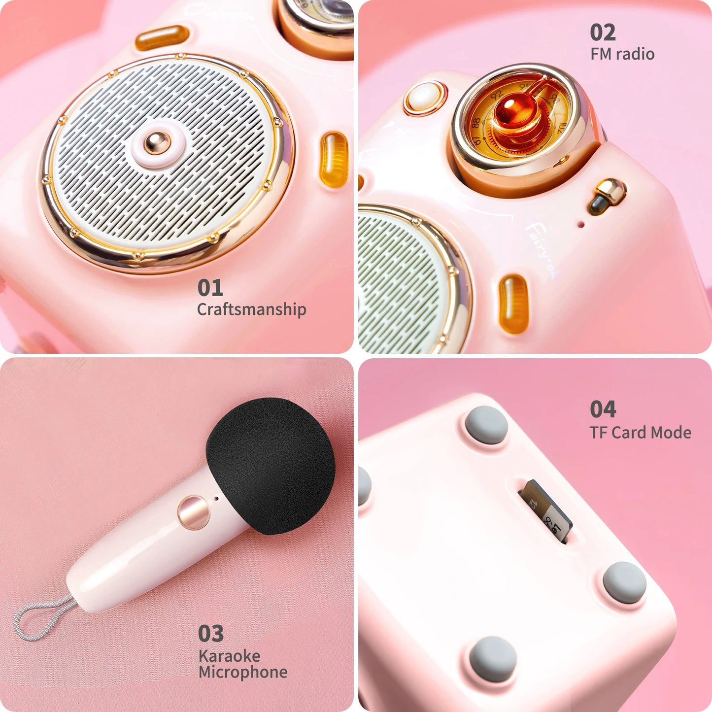 Fairy-OK Portable Bluetooth Speaker with Microphone Karaoke Function