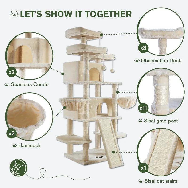 IMUsee 68 Inches Multi-Level Cat Tree tower