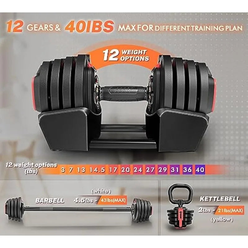 IPOW 3-in-1 Adjustable Dumbbell Multifunction free weight Set