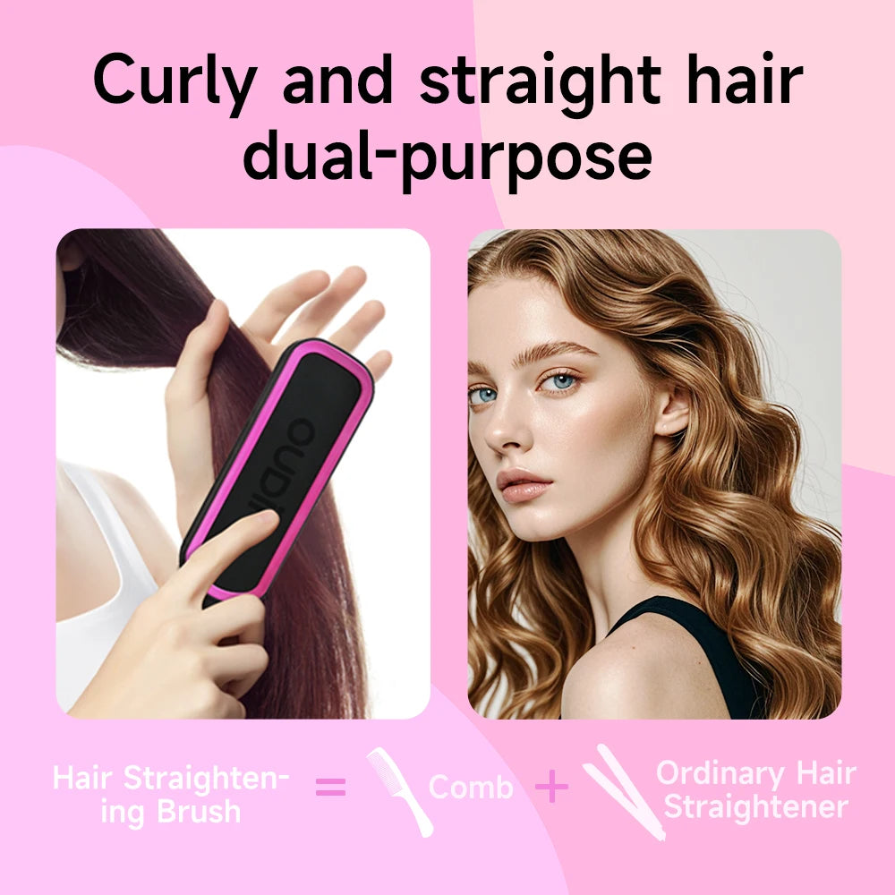 Hair Straightener Brush with Six Temperature Settings.